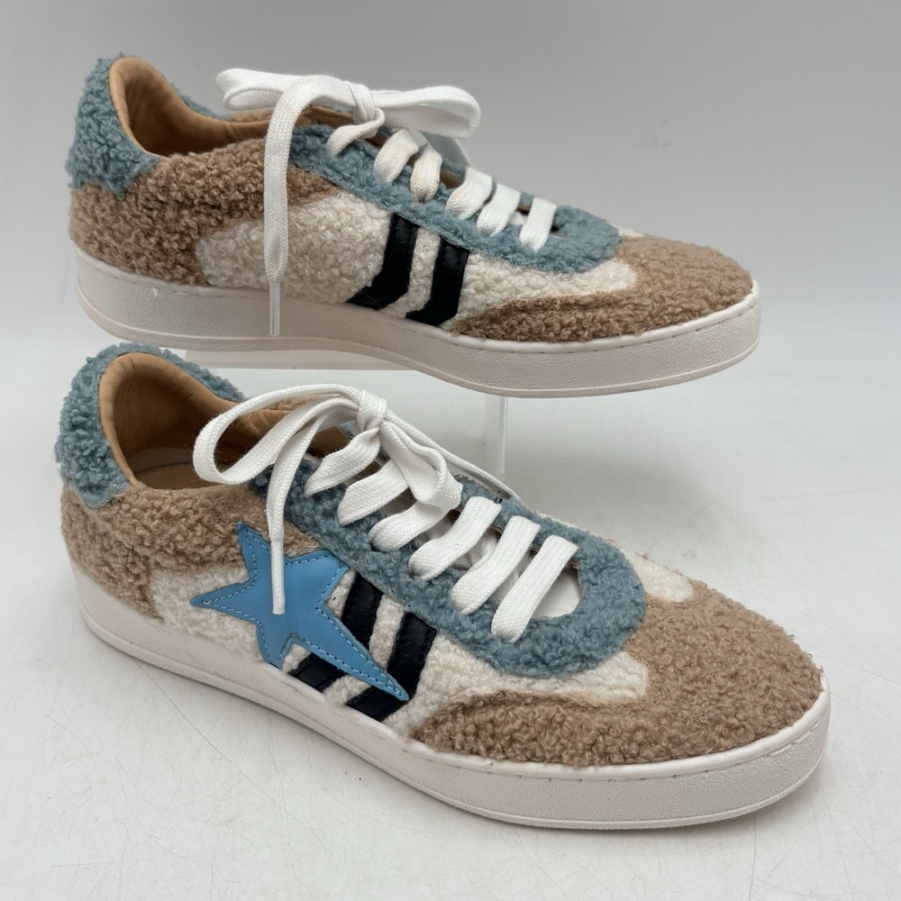 L'IDEA MIMMU Womens US 8 EU 38 Sherpa Sneakers Italy Blue Beige Teddy Shoes